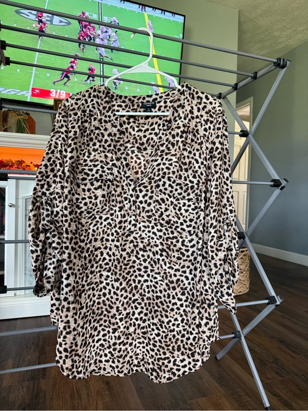 torrid Beige and Black Leopard Print Long Sleeve Dress